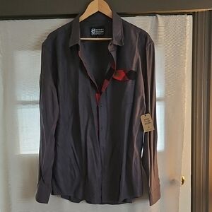 Stylish Charcoal and Red Men's Shirt by Robert Graham